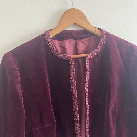 Vintage Velvet Blazer 14 Burgundy Jacket Academia whimsigoth grunge Cottagecore - Picture 8 of 12